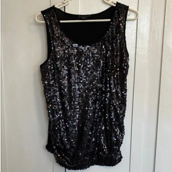 New Forever 21 Black Sequin Tank Top Camisole Cami Sleeveless Sz L - Picture 11 of 11